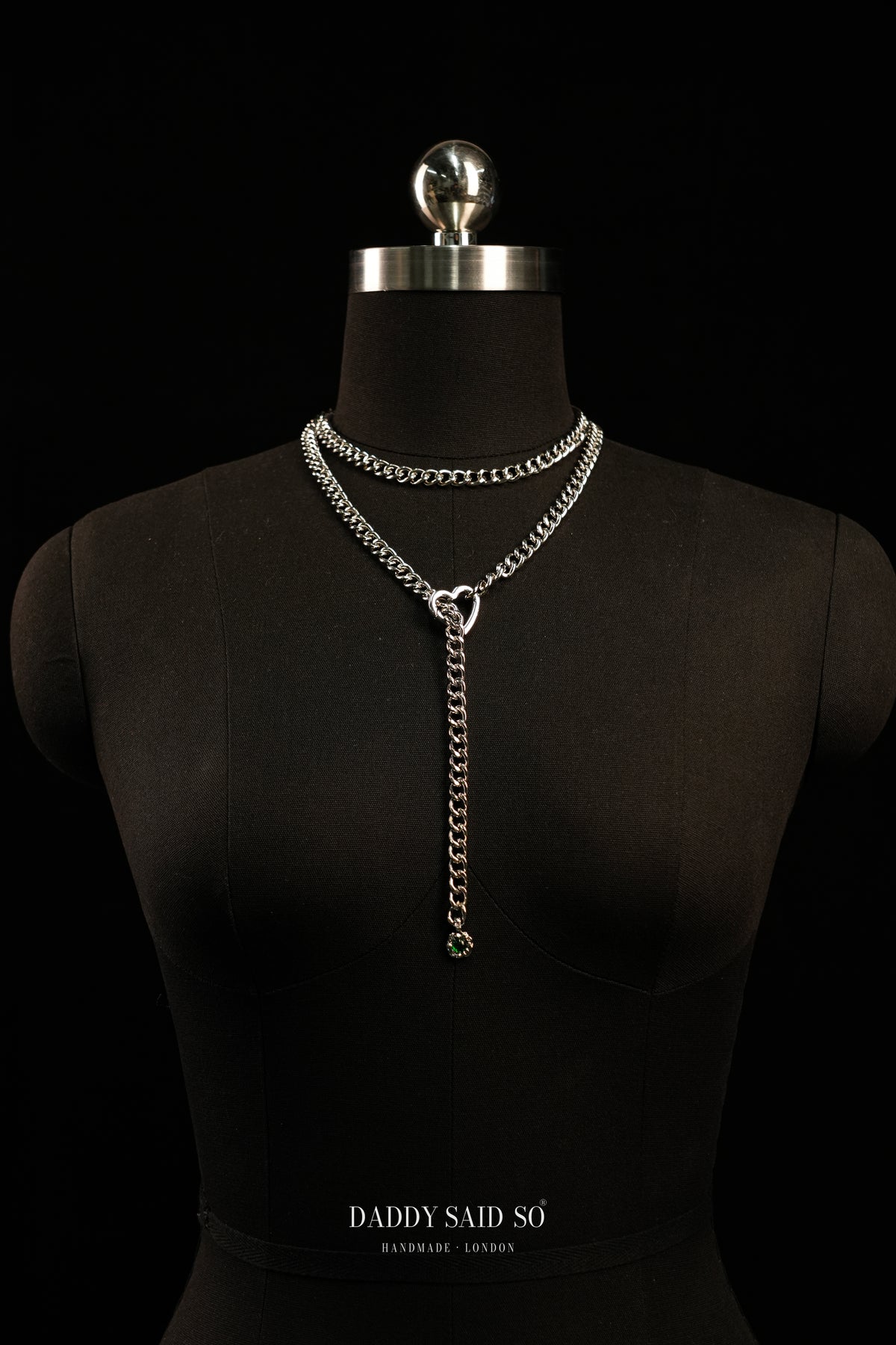 The Silver Green Drop Lariat