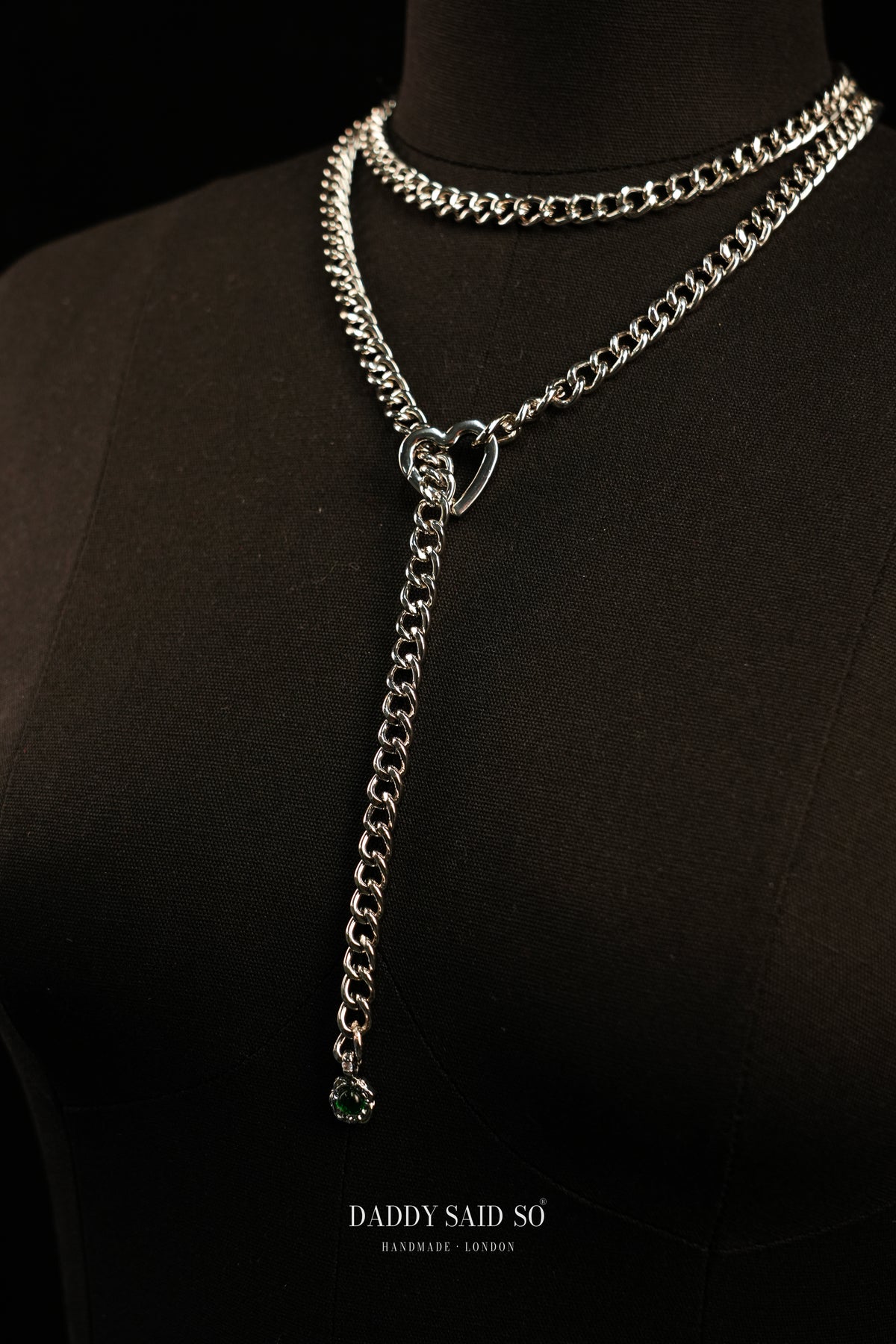 The Silver Green Drop Lariat