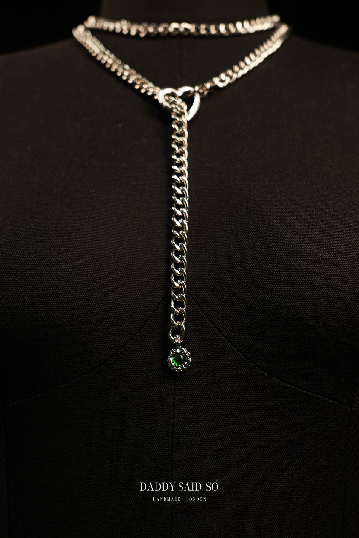 The Silver Green Drop Lariat