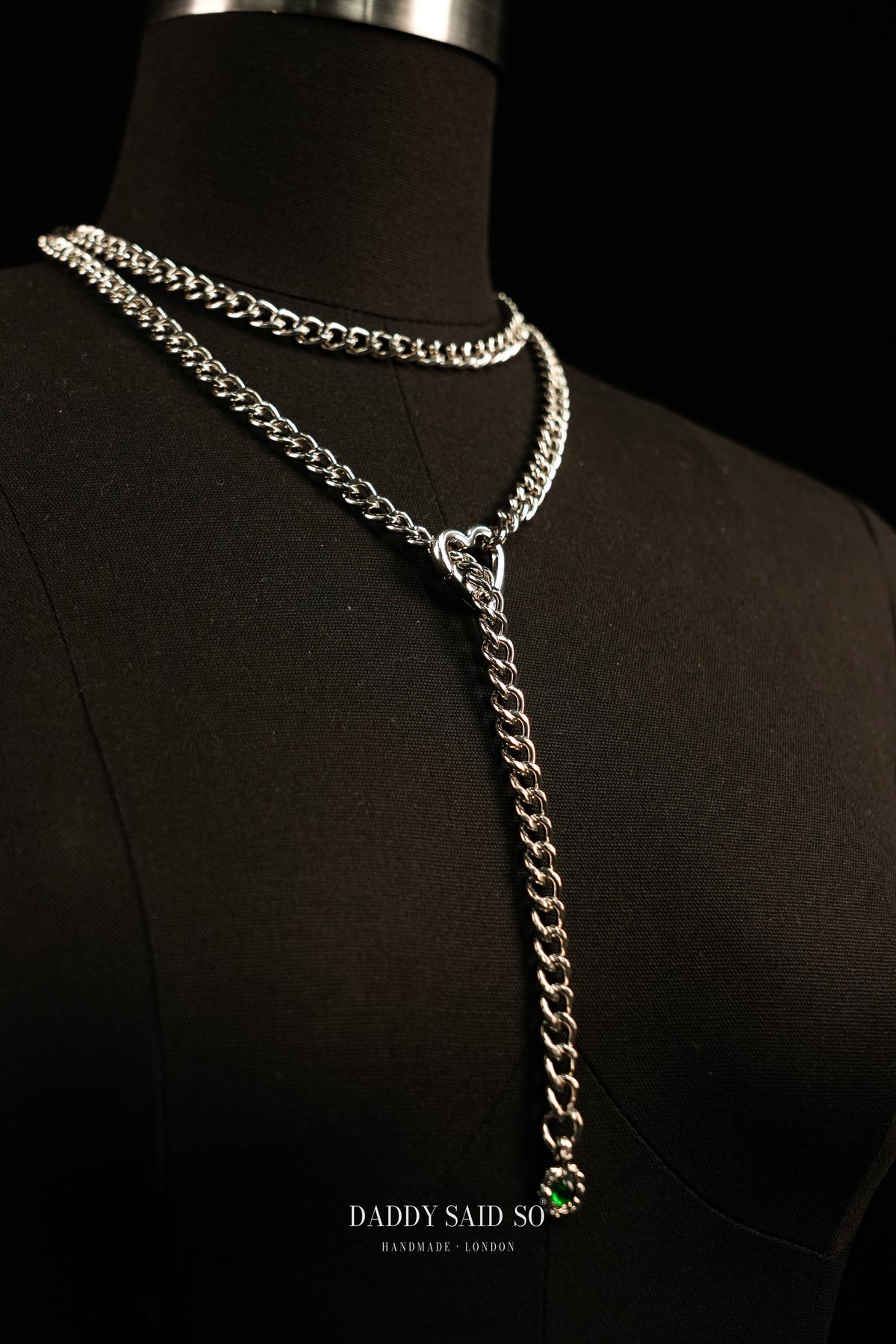 The Silver Green Drop Lariat