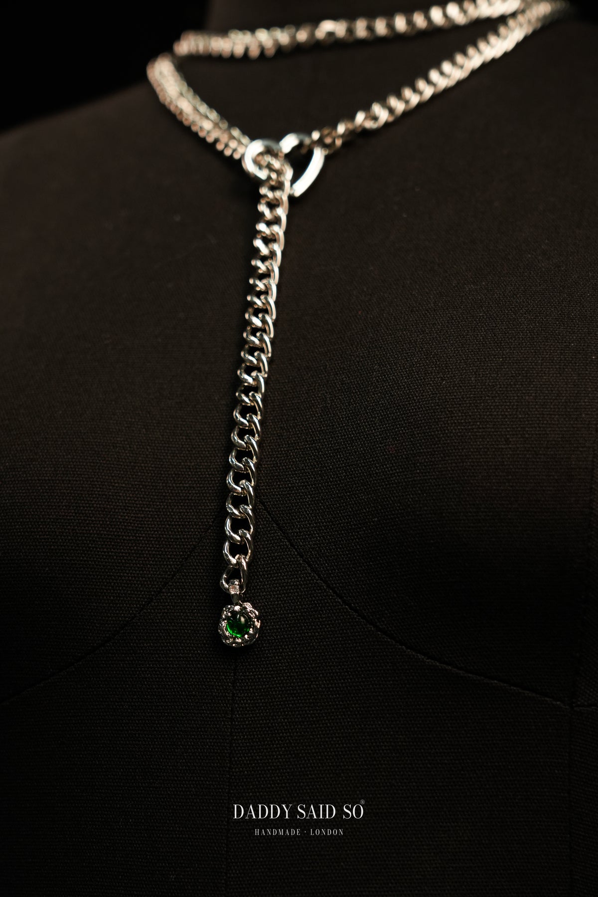 The Silver Green Drop Lariat